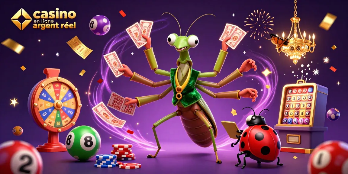 Jouez au casino en ligne argent réel avec une illustration dynamique d'un caméléon géant et d'un croupier.