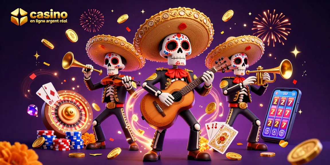 Gagnez de l'argent dans le casino en ligne argent réel avec des illustrations de musiciens colorés.