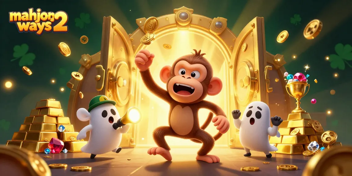 Engage with mahjong ways 2 in a thrilling haunted casino scene featuring gold treasures and playful characters.