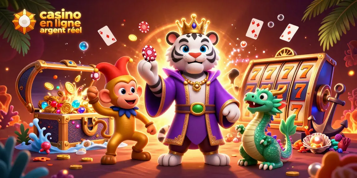 Jouez à des jeux au casino en ligne argent réel avec un tigre, un singe et un dragon en 3D.