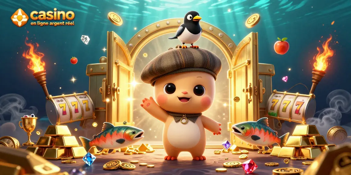 Explorez le casino en ligne argent réel avec une illustration ludique des jeux à thème aquatique.
