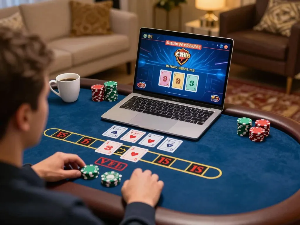 Engaging moment at cm88 casino as player places bets in live dealer blackjack game.