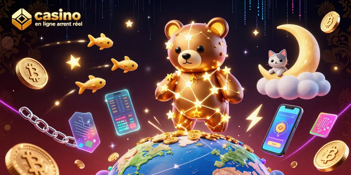 Jouer au casino en ligne argent réel avec des personnages animés et des éléments de cryptomonnaie brillants