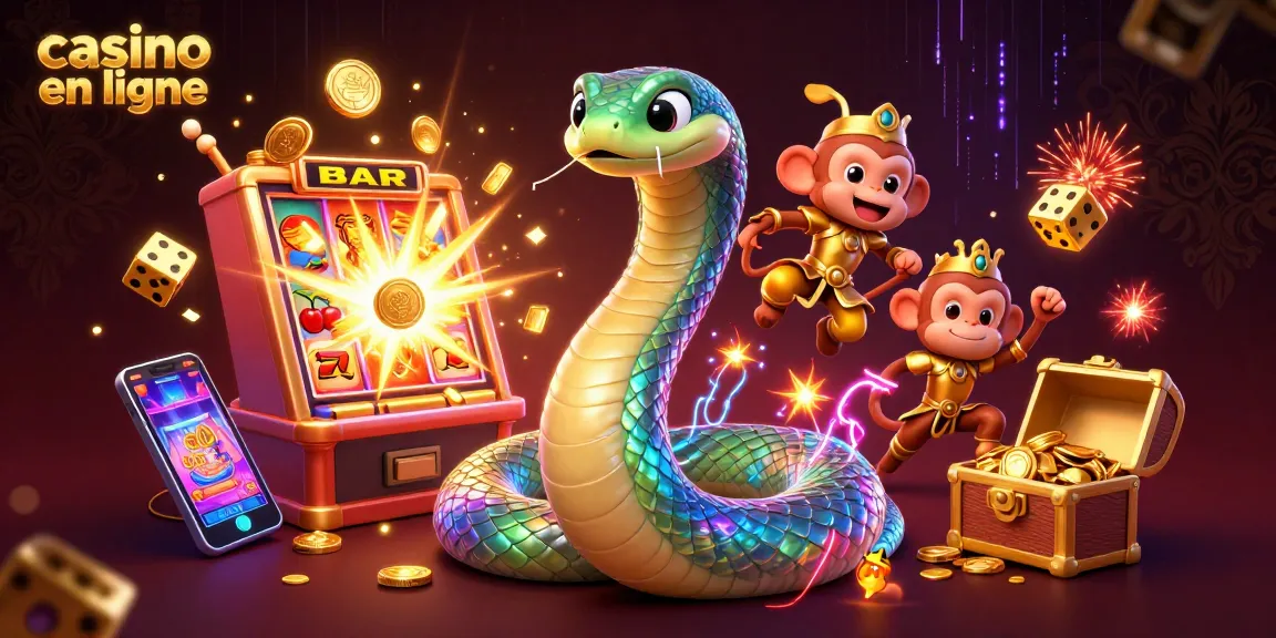 Jouez sur un casino en ligne avec cette illustration dynamique des jeux, jetons et machines à sous.