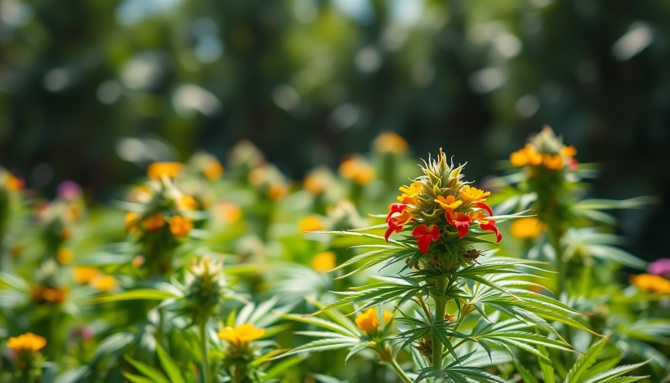 Die bluetenbande zeigt die Vielfalt von Cannabis-Pflanzen in einer natürlichen Umgebung.