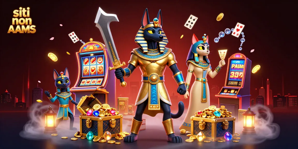 Gioca ai siti non AAMS con jackpot slot e tesori, in un'illustrazione ricca di azione.