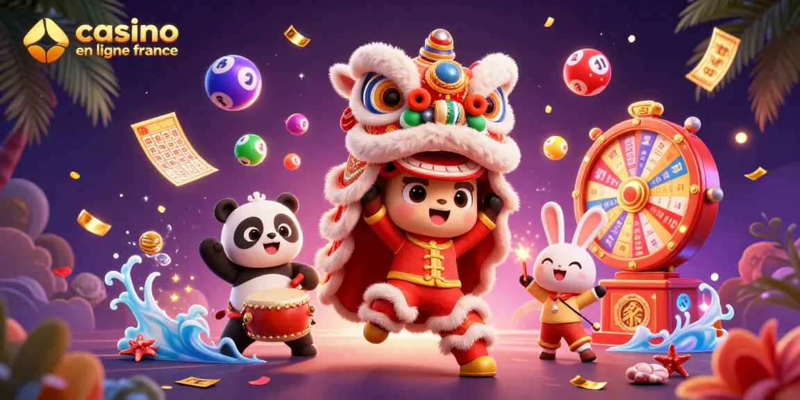 Jouez aux meilleurs jeux de casino en ligne France avec des symboles et des personnages festifs.