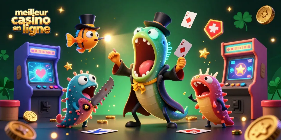 Visualisez le meilleur casino en ligne avec des personnages animés et un décor ludique captivant.