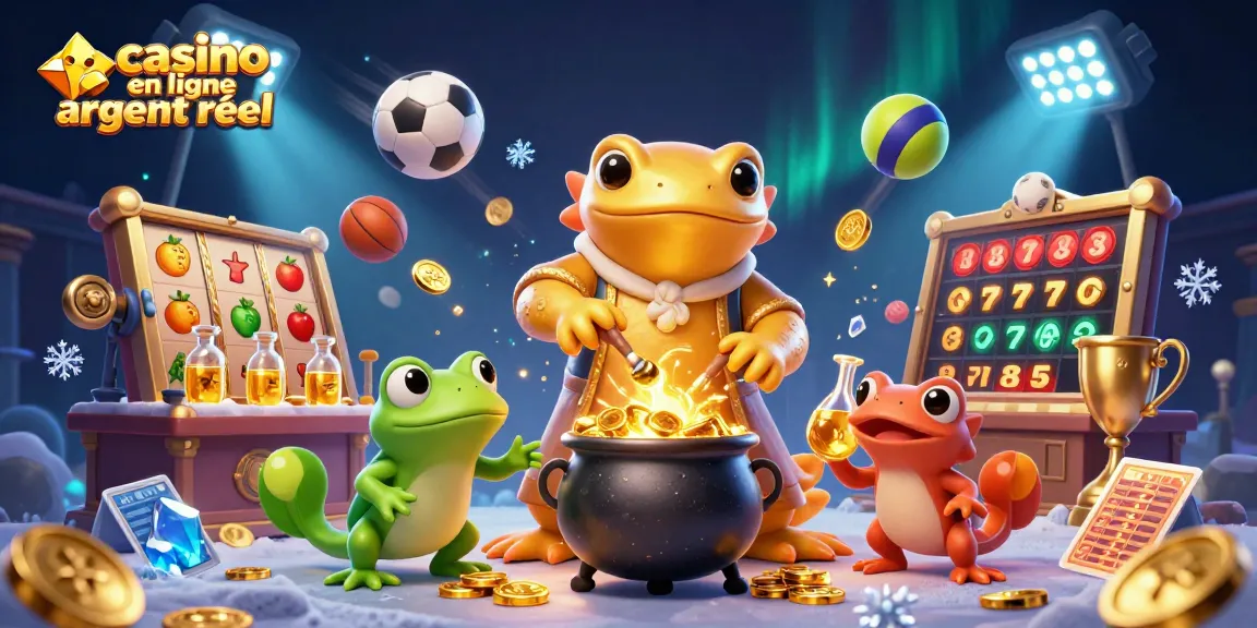 Illustration captivante d'un alchimiste salamandre avec des éléments de casino en ligne argent réel.