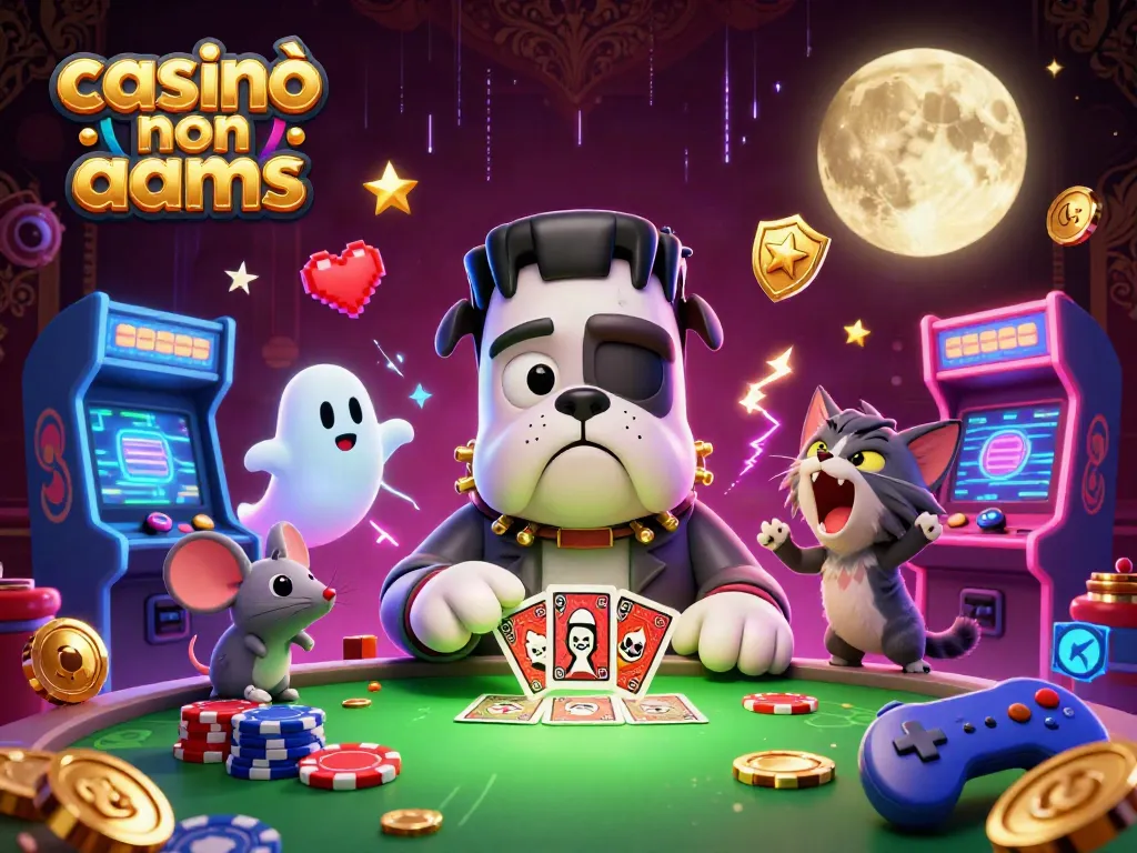 Gioca ai casinò non AAMS con un bulldog mostruoso che distribuisce carte in un'atmosfera spettrale.