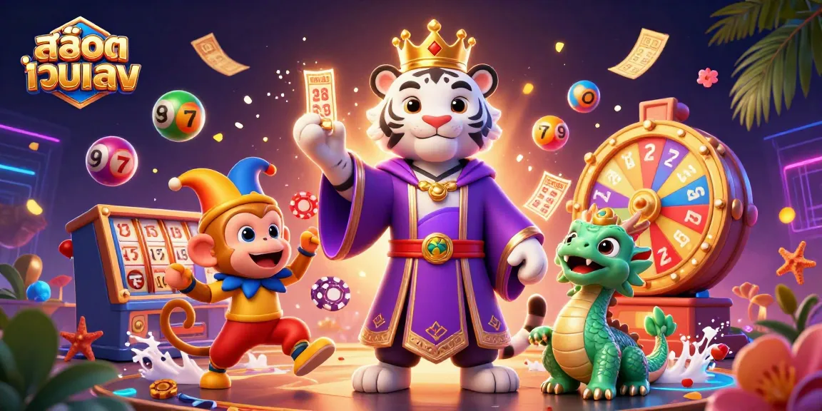 Engage in thrilling สล็อตเว็บตรง games with a dynamic scene of a royal tiger, jester monkey, and jade dragon.