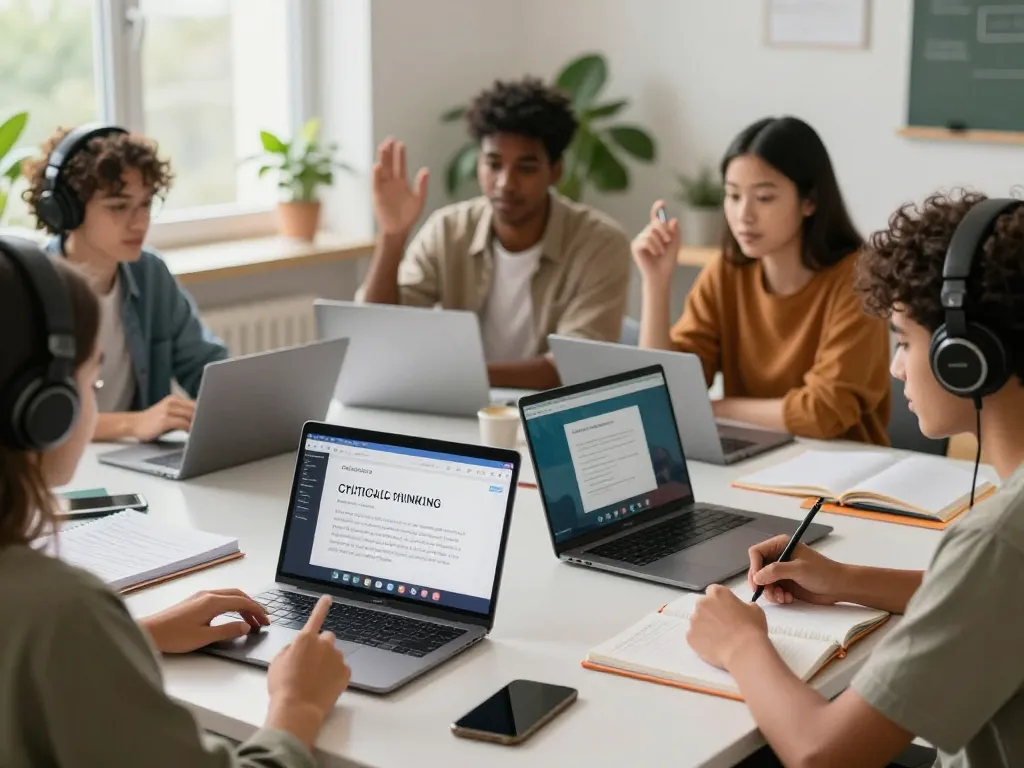 Virtual classroom of students learning C168 critical thinking online