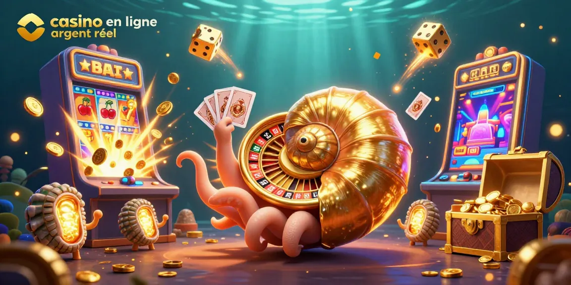Gagnez au casino en ligne argent réel avec une illustration 3D magnifique de jeux de casino.