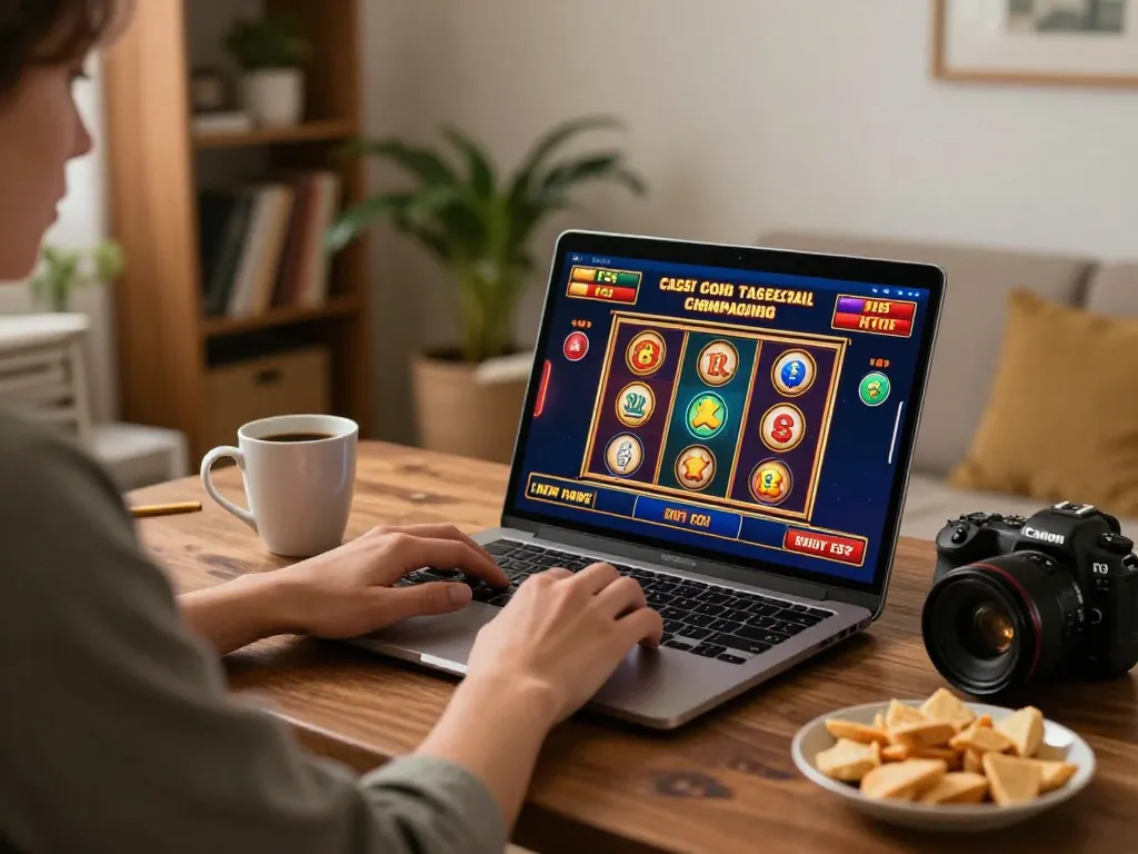 Player enjoying online gambling on tg88-lc platform with cozy home setup and engaging game.