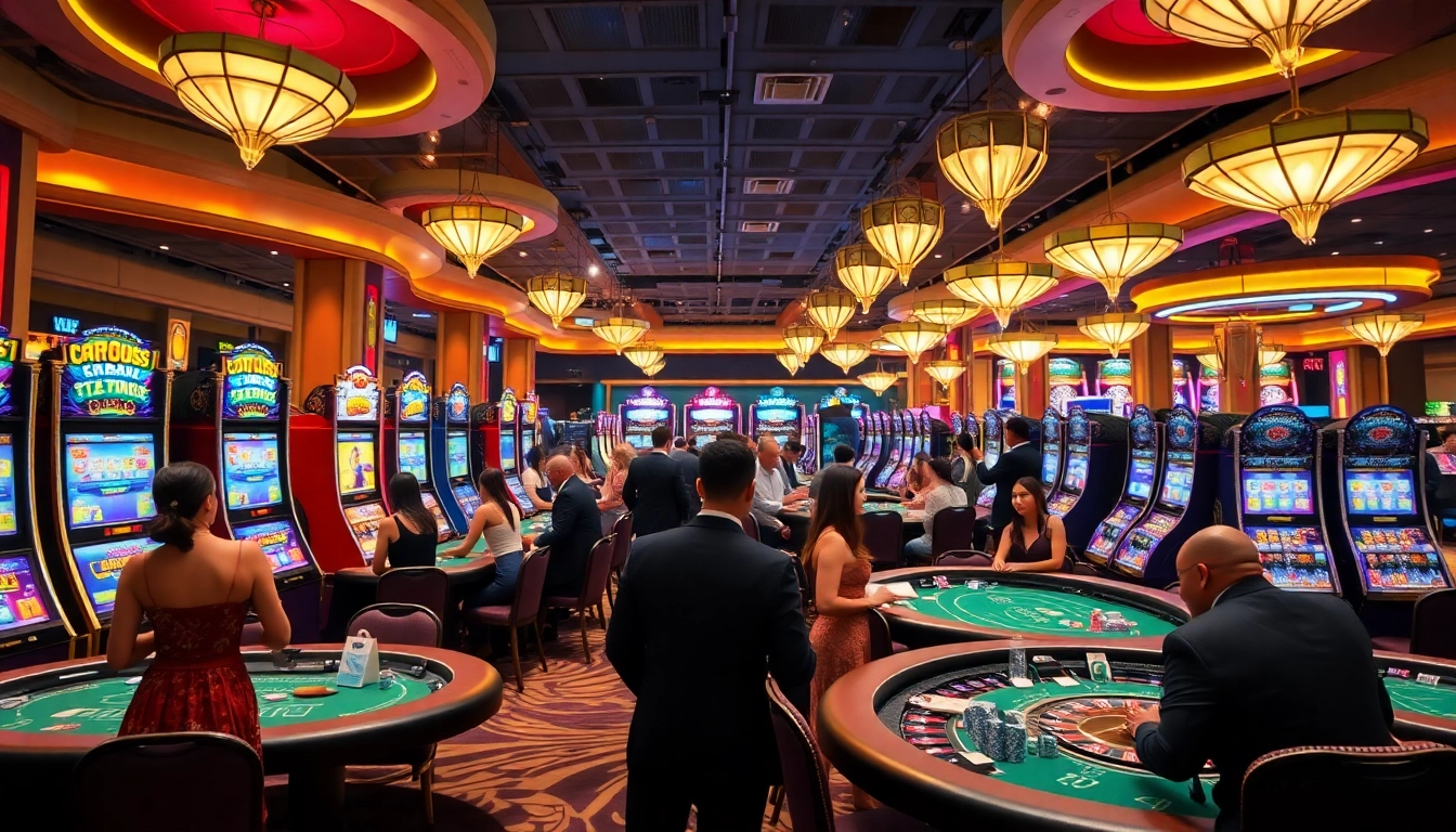 Casino gaming scene featuring KJC brand elements, showcasing vibrant tables and exciting players.
