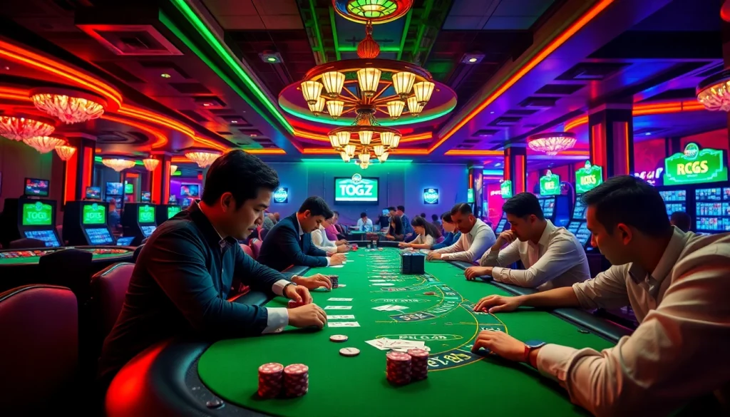 Permainan bandar togel di kasino dengan suasana yang semarak dan pencahayaan cerah