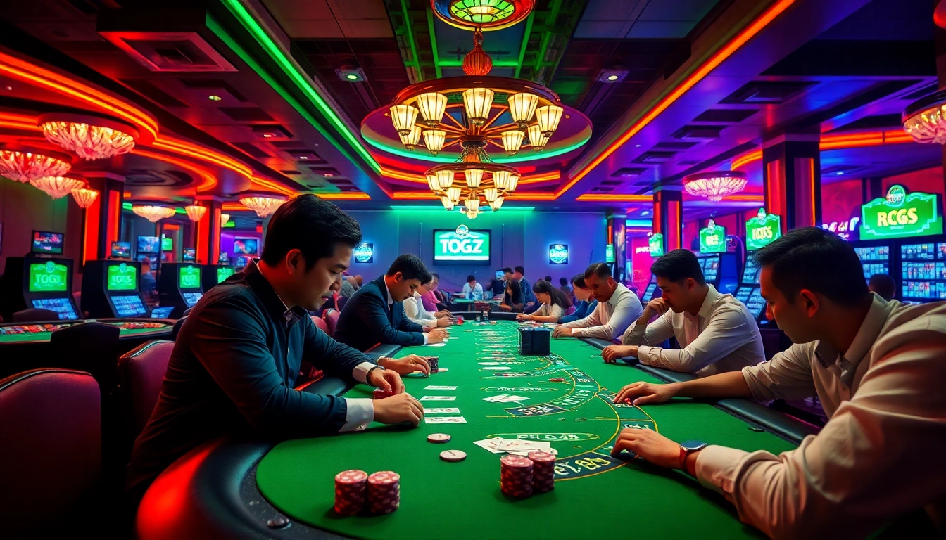 Permainan bandar togel di kasino dengan suasana yang semarak dan pencahayaan cerah