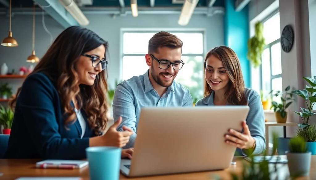 Engaged professionals collaborating in small business jobs environment showcasing teamwork.