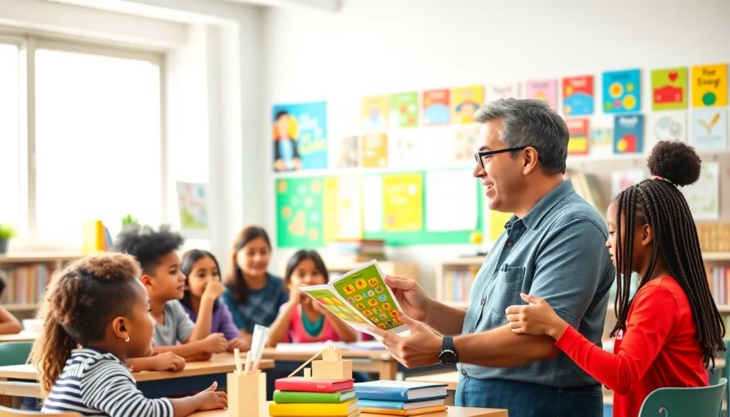 Students enthusiastically participating in hands-on Education activities in a vibrant classroom.