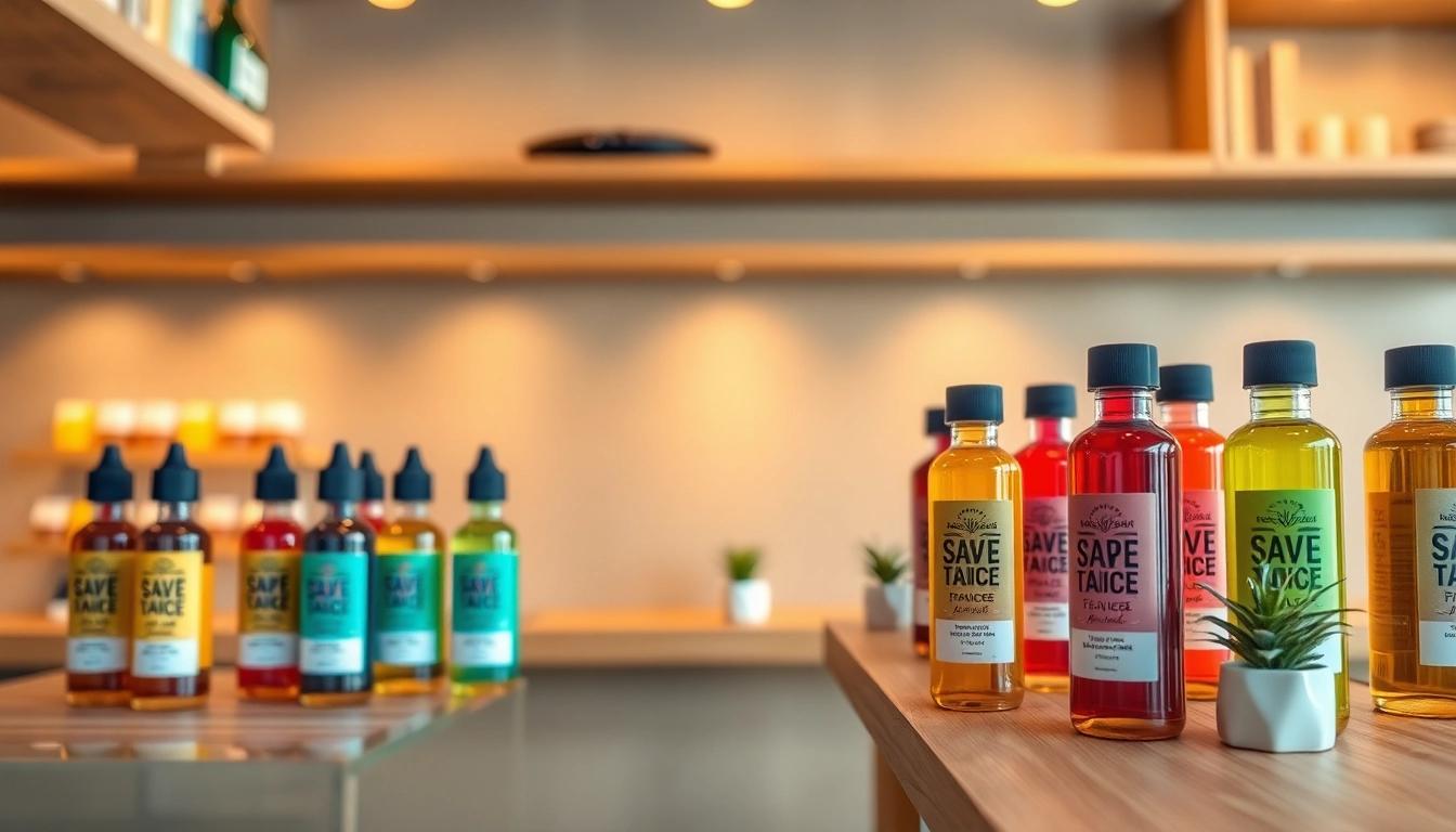 Vape ohne nikotin in bunten Flaschen auf einem Holzregal in einem modernen Geschäft präsentieren