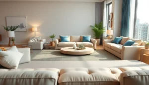 Elegant sofa beds enhancing a cozy living room with natural light and stylish decor.