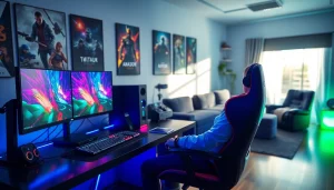 Engaging RR88 gaming setup with dynamic visuals and energetic atmosphere.