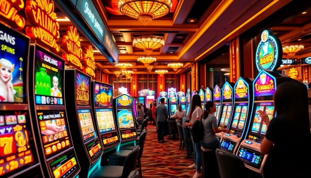 Mainkan luxury138 slot di kasino mewah dengan suasana yang menggembirakan dan mesin slot berkilau.