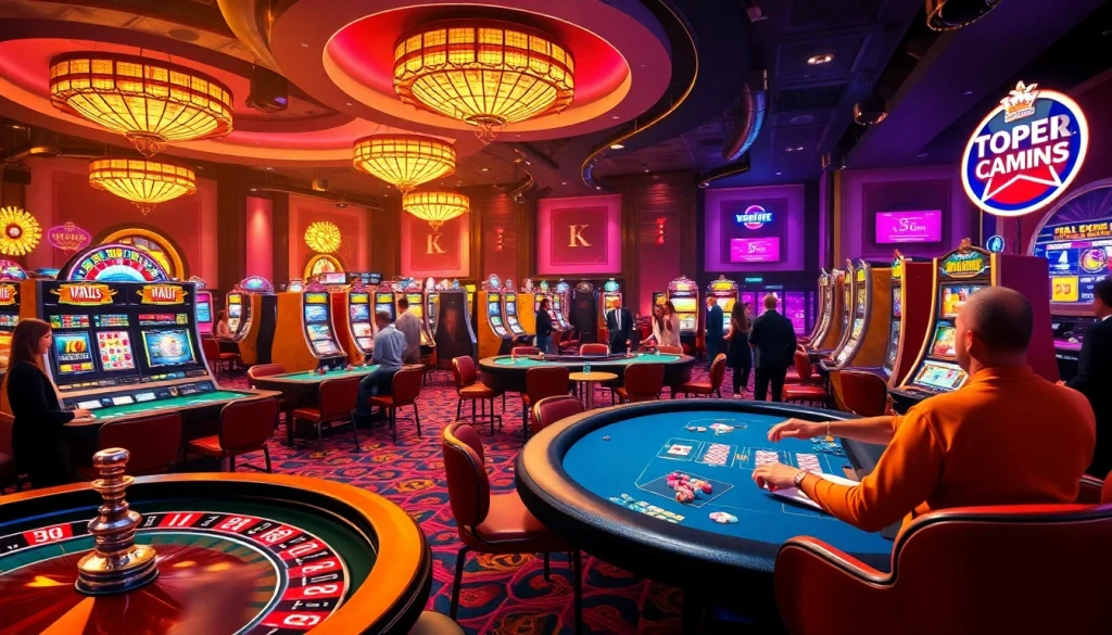 KJC AC 3 casino scene showcasing poker tables, roulette wheels, and eager players.