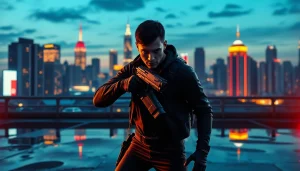 Engaging portrayal of a Clean action thriller with a determined protagonist in an urban setting.