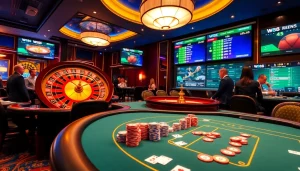 Người chơi W88 tham gia trò poker cược cao giữa bối cảnh casino sôi động.