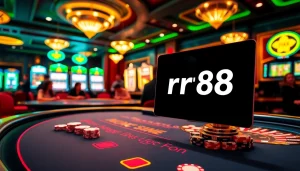 Exciting gambling atmosphere at a casino featuring the link rr88 for online gaming.