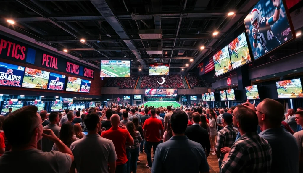 Exciting California sports betting scene showcasing fans engaging in betting activities.