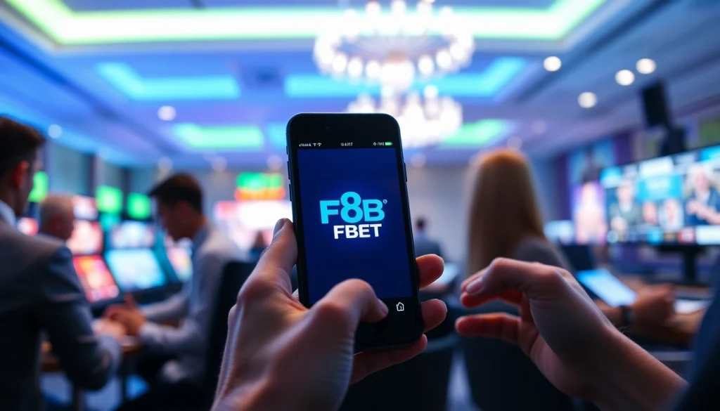 F8BET online betting scene with users enjoying games on mobile devices.