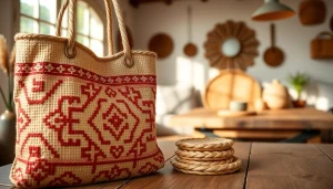 Jute producten in een gezellige huiselijke setting op een houten tafel.