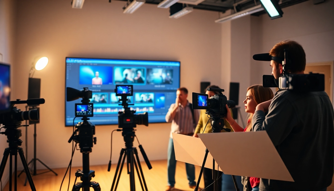 Creative Video Production Agency collaborating on a vibrant project in a modern studio.