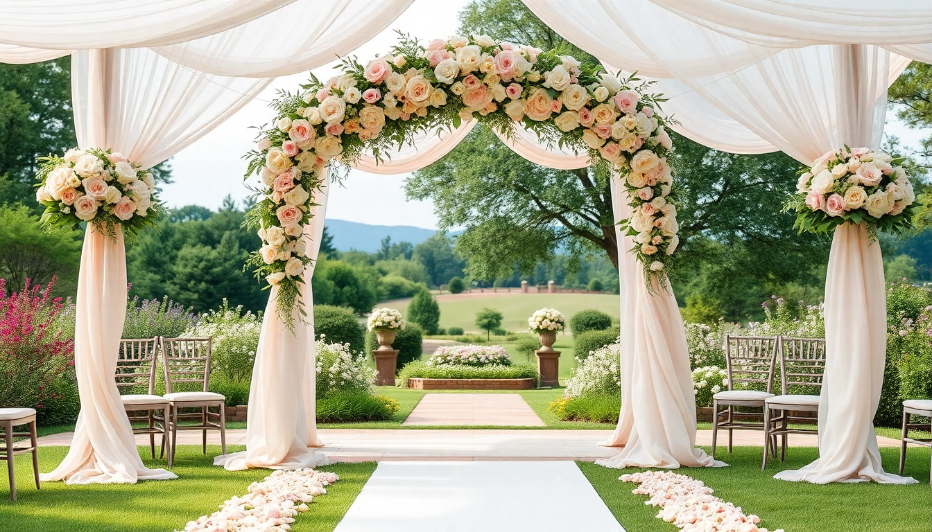 Celebrate love at the Clarksburg Wedding Venues with beautiful floral decorations.