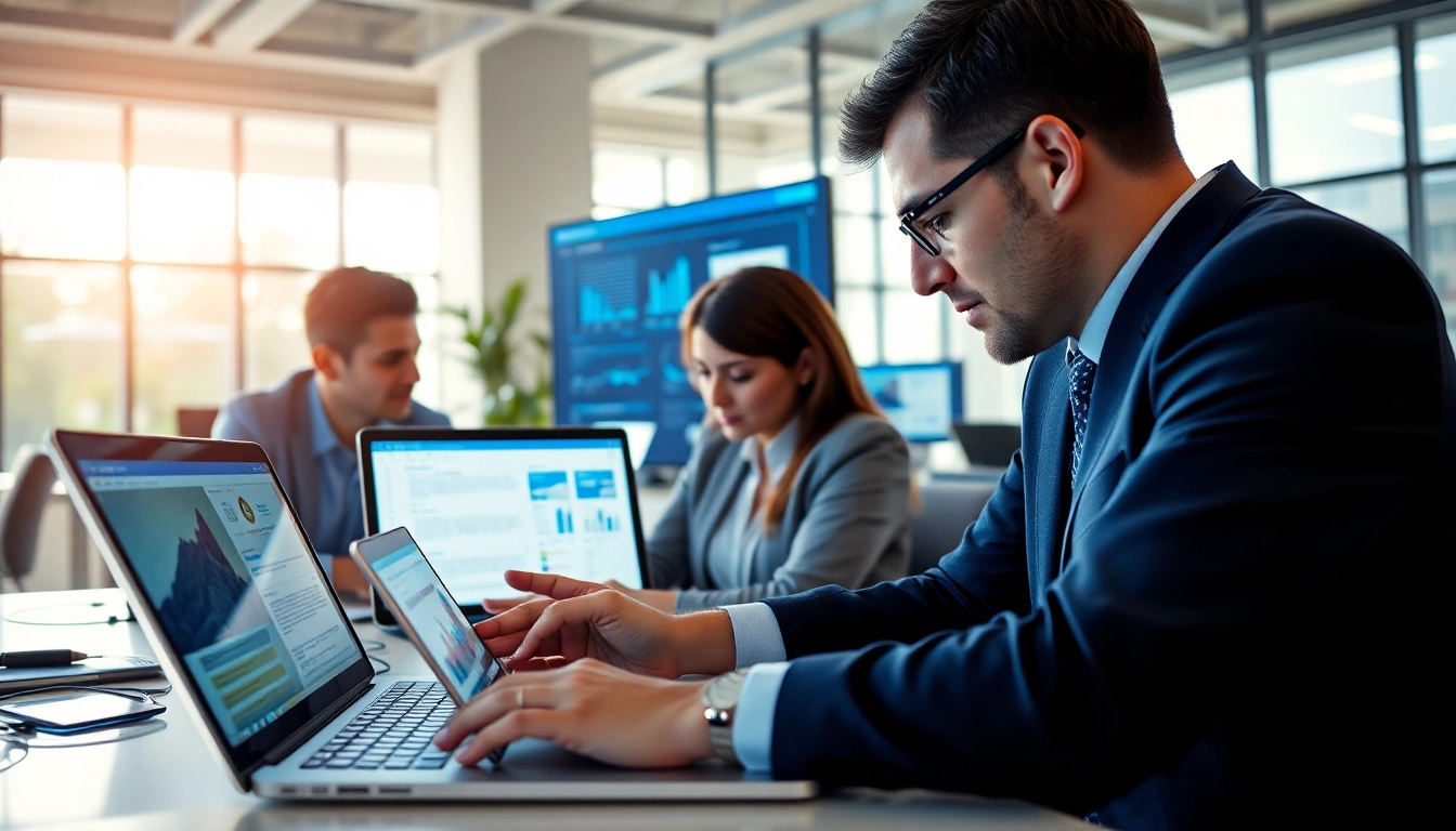 Efficient professionals using WPS Office software in a modern workspace - wps下载.