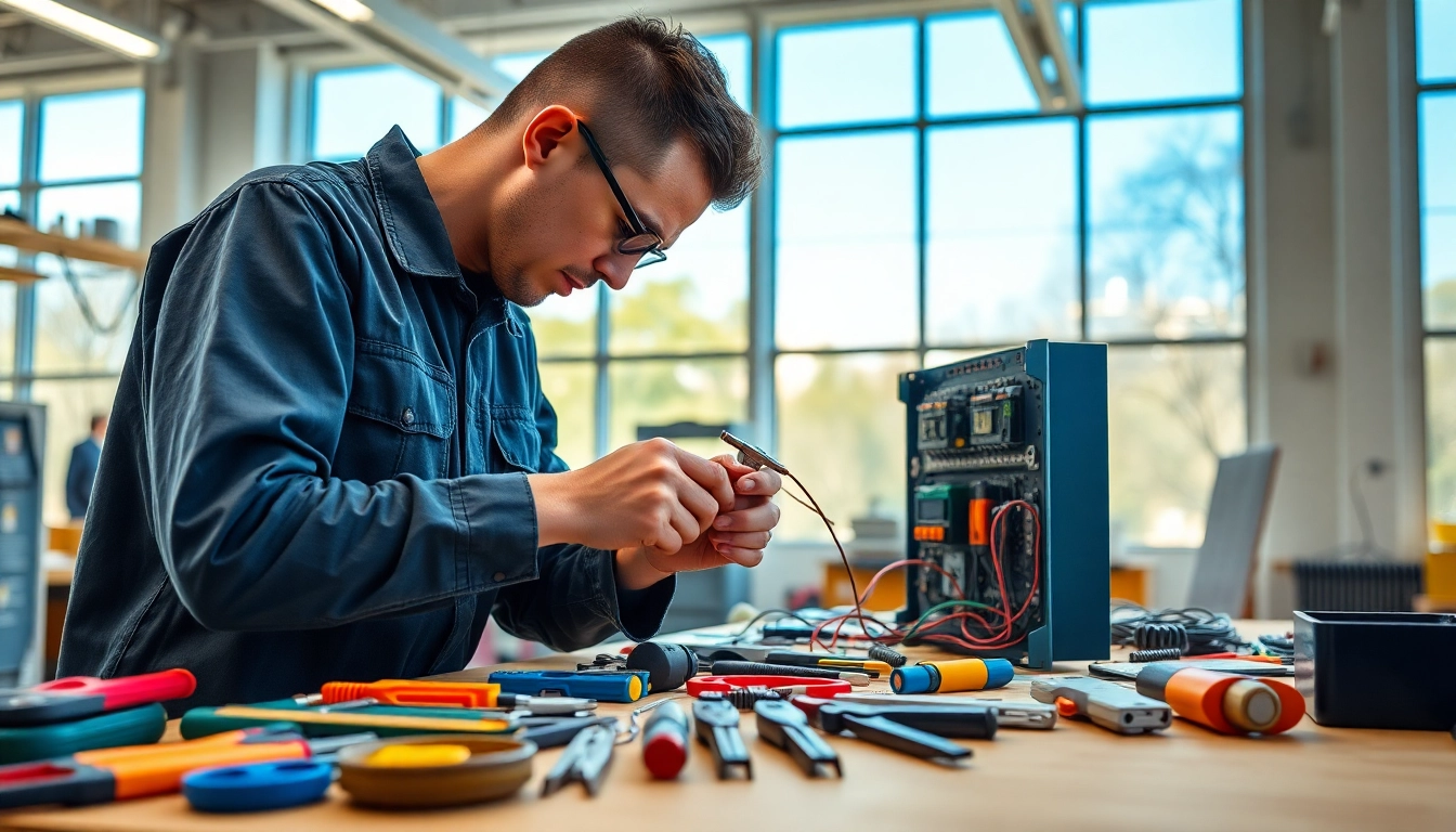 Hands-on learning in electrician apprenticeship hawaii with apprentice at workbench.