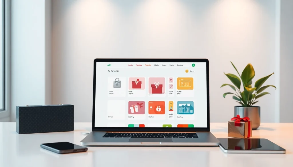 상품권소액결제를 위한 시각적으로 매력적인 디지털 결제 인터페이스로, 사용자 친화적 디자인 요소와 기프트 카드 옵션을 선보임