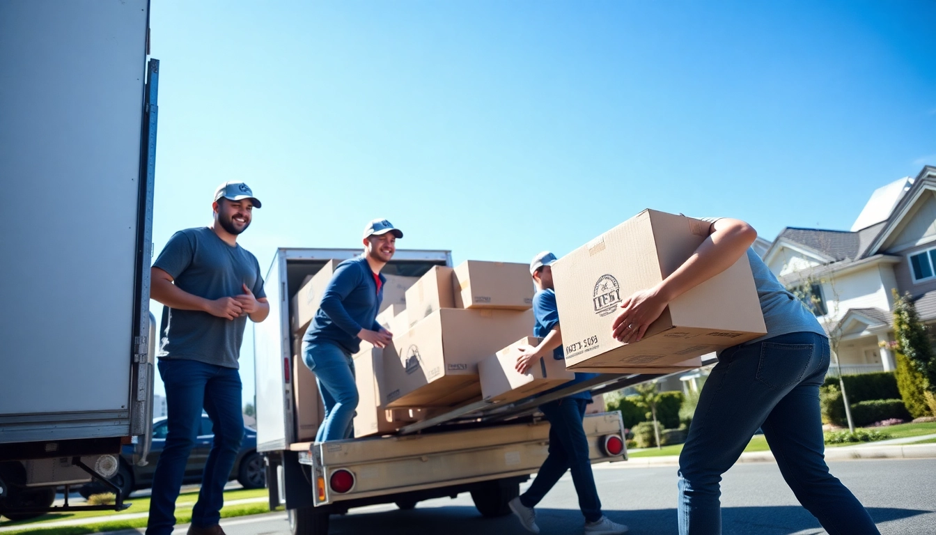 Movers from a Vancouver moving company efficiently loading a truck with boxes.