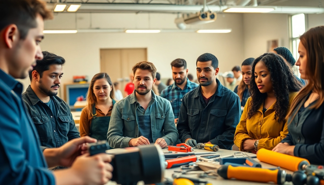 Students training at Trade School knoxville Tn learning hands-on skills with modern tools.