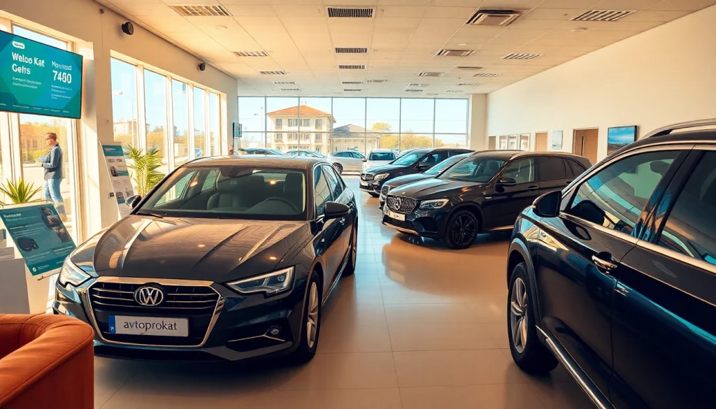 Modern car rental office showcasing avtoprokat services in Chișinău.