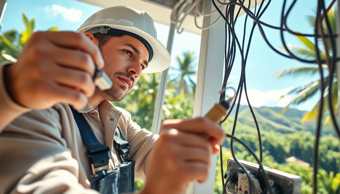 Electrician apprenticeship Hawaii with a professional apprentice installing electrical wiring.