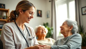 Austin senior home care providing compassionate assistance to an elderly person in a warm home environment.