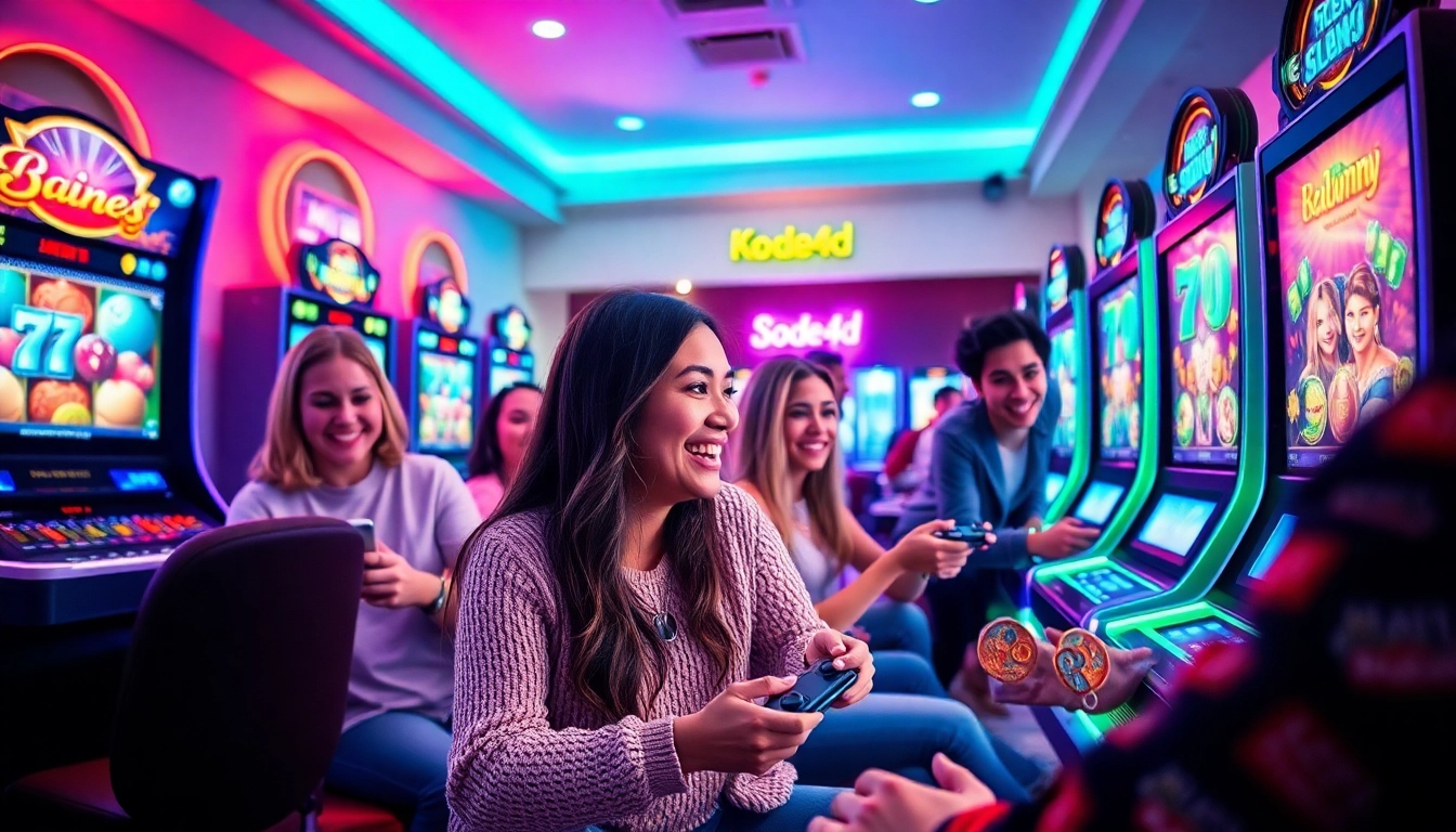 Kode4d online gaming scene showcasing players enjoying vibrant slot games