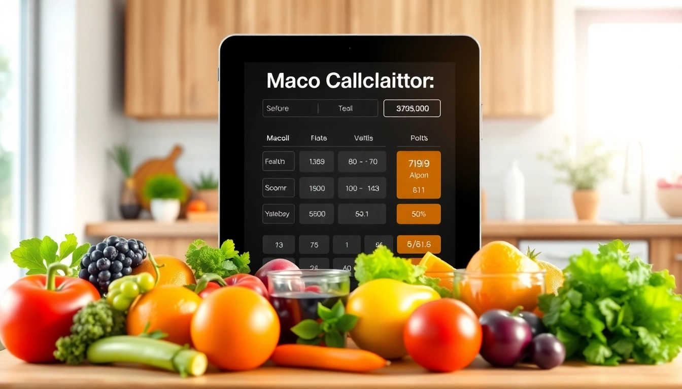 Utilize a macro calculator to track your nutritional intake among fresh produce and kitchenware.