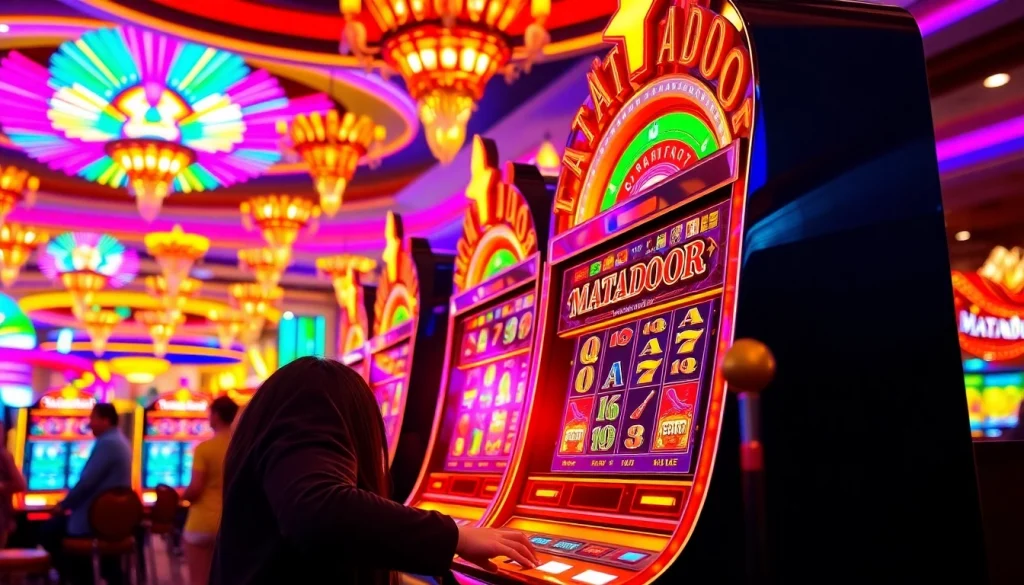 Pada mesin slot matador168, pemain menunjukkan kegembiraan saat menang.