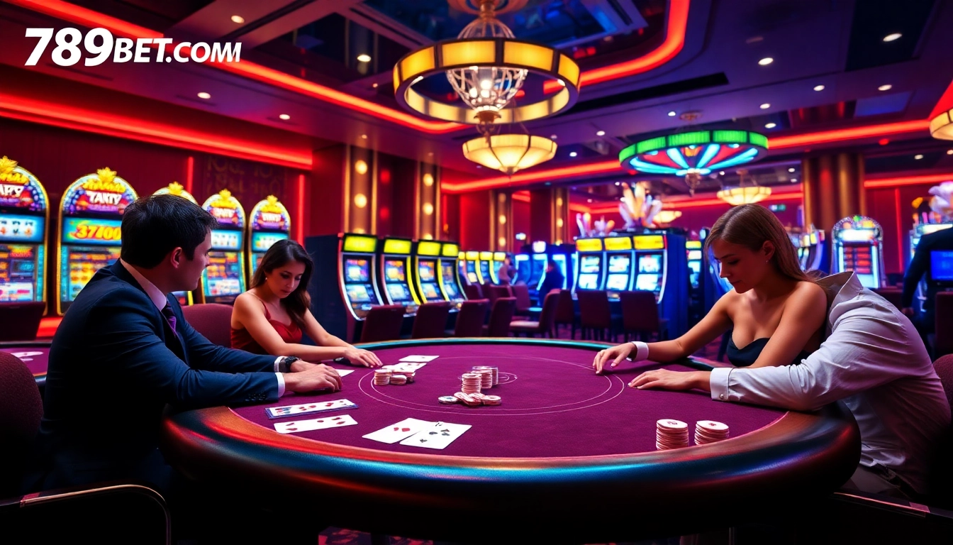 Experience the excitement of winning at 789BET.COM with poker games and vibrant casino visuals.