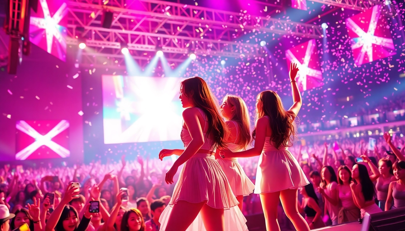 BLACKPINK news showcasing members performing passionately at a vibrant concert.