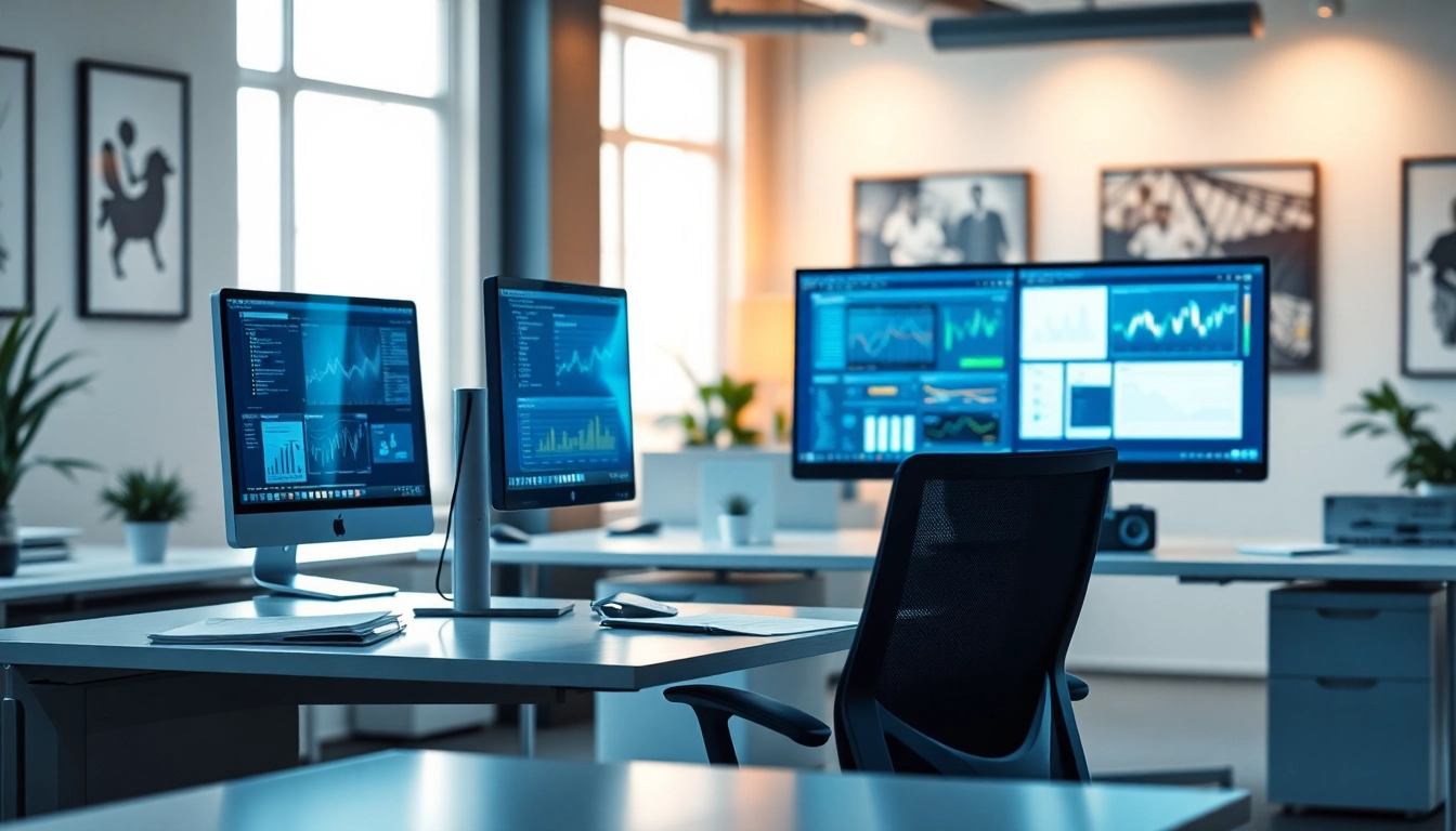 zirvegrupbilgisayar yüksek teknoloji iş istasyonu ile bir ofis ortamını gösteriyor.